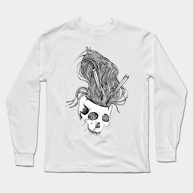 Noodles Skull Long Sleeve T-Shirt by fakeface